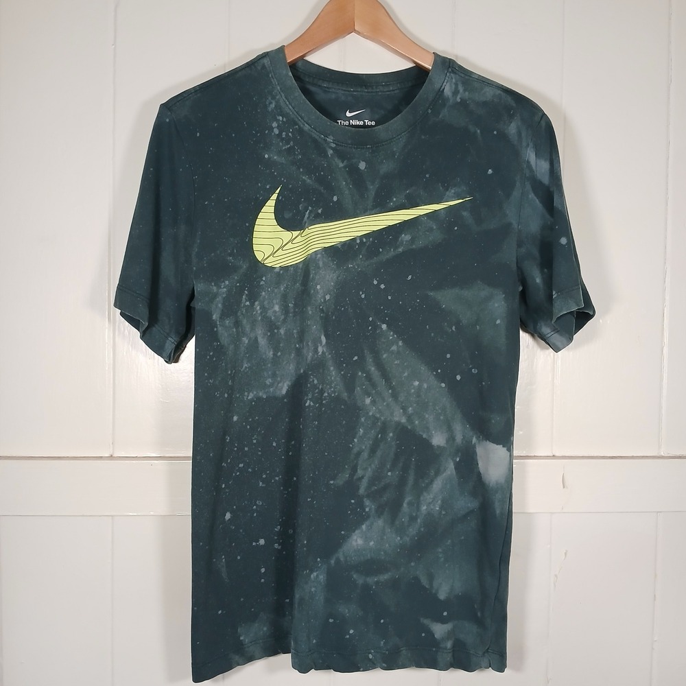 Nike Dri-FIT T-Shirt Mens M Teal Tie Dye Graphic Swoosh FJ2464-328